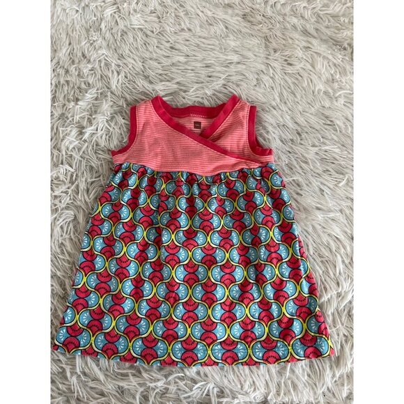 TEA 6-12 mos Summer Baby Girl Dress Fun Pattern Boho Vibes - Picture 3 of 4